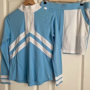 Belyn Key BIRDIE PULLOVER & SKORT Size S Sky Blue White Golf Tennis Activewear